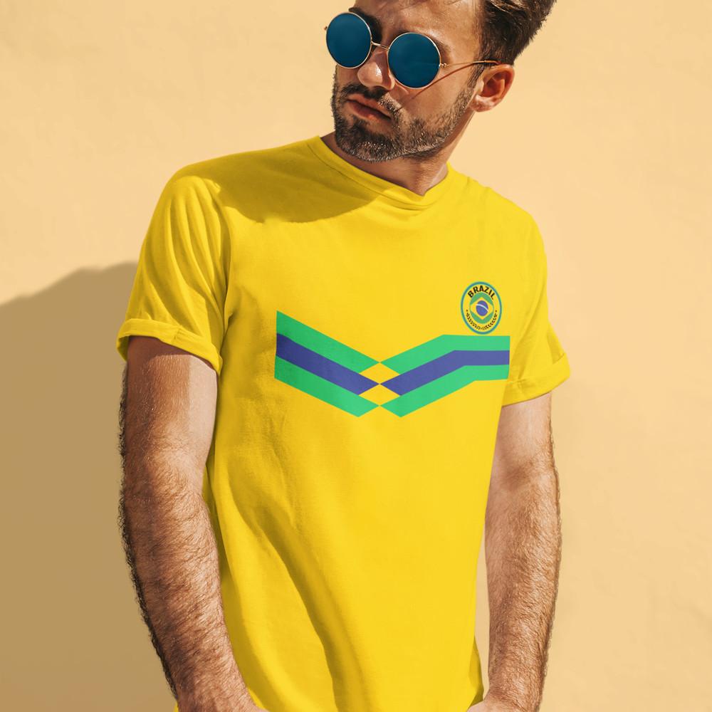 

BRAZIL Retro Strip Football T-Shirt Mens World Cup Copa Brasil 2024 XL