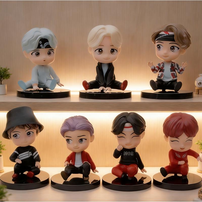 7pcs/Kit Bangtan Boys Groups Rm Jin Suga Jhope Jimin V Jungkook Figure Miniature Plaything Action Figure Star Idol Adorable Army Present Children