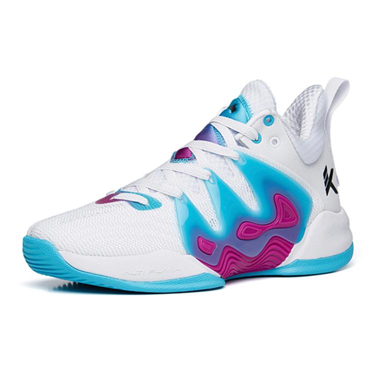 New Anta Mountain 1 Breathable Low Top Performance Basketball Shoes Men's White Blue Purple 112221623S-2