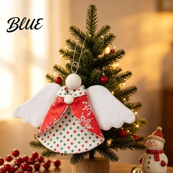 Winter Theme Party Supplies Fabric Angel Hanging Ornament Christmas Tree Decor Polka Dot Classroom Favors Ornament for Window Mantel Home