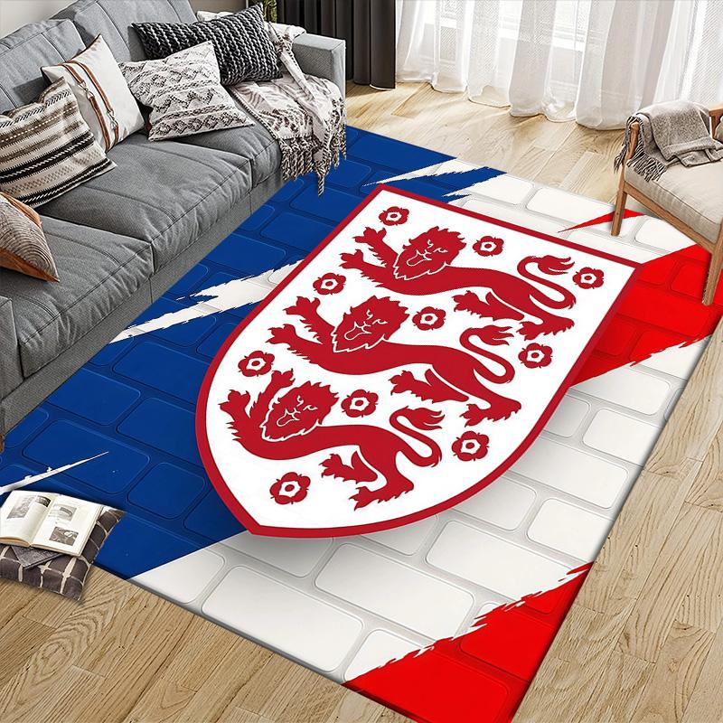 England National Men's Football Team Flannel Pattern Square Carpet,Area Rug,Carpet Rug for Living Room Bedroom Sofa Playroom Decor,Non-slip Floor Mat