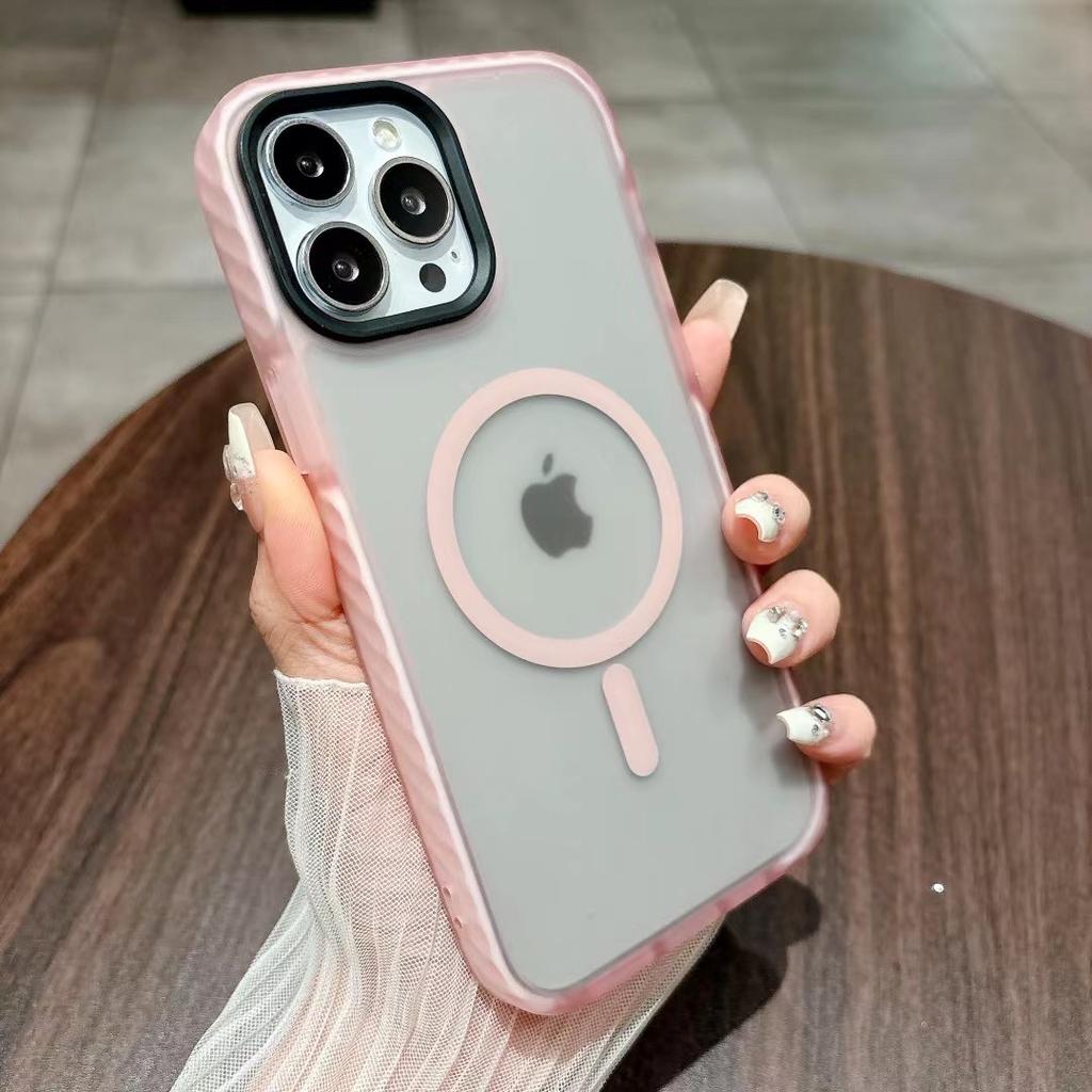 Frosted Anti-Fall-Stoßfänger Magsafe-Hülle für iPhone 16 16promax 13 14pro 14 15 13pro 15pro max Schutzhülle für kabelloses Laden