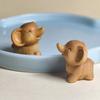 Mini Elephant Figurine Cute Wooden Miniature Animal Sculpture Small Collectible Wildlife Statue for Living Room Office Shelf Decor