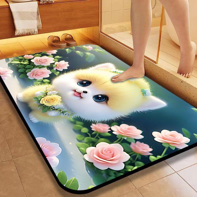 

Диатомовая грязевая впитывающая подстилка Мультяшный милый щенок Коврик для пола в ванной Туалетный коврик для двери Нескользящий придверный коврик Быстросохнущий коврик M