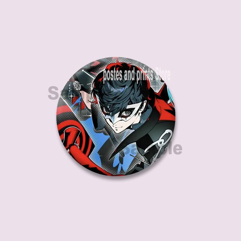 Spiel P-Persona 5 Runde Anstecker Ann Takamaki Ren Amamiya Knopfleisten Tasche Kleidung Dekorationen Brosche Sammlerstücke Schmuck Geschenke