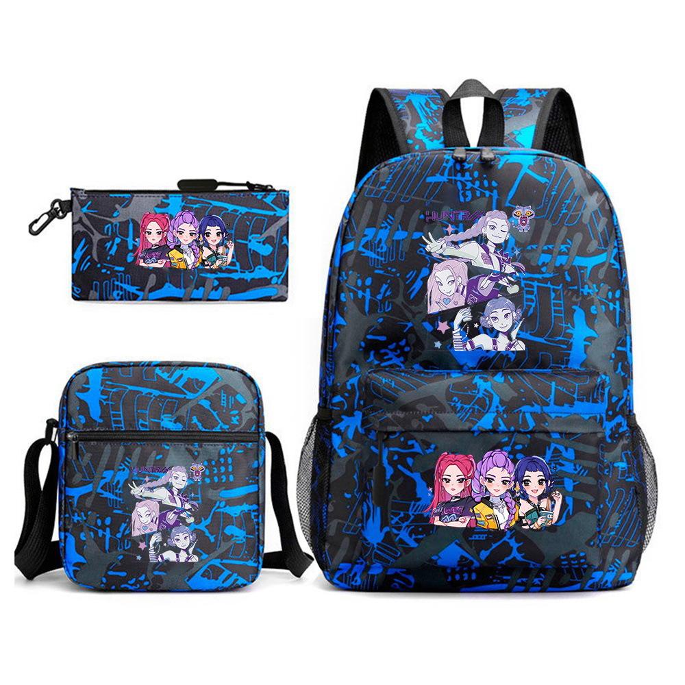 Demon Hunter Girl Group Backpack Kpop Backpack Digital Color Printing Boys And Girls School Bag Shoulder Bag Three-Piece Set