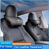 High-quality Leather Car Seat Headrest Memory Foam Comfort Neck Pillow For Model 3 Y S X Cybertruck Juguete Auto Interiors