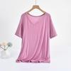 Modal V-Neck Tshirt Summer Women's Thin T-shirts Half Sleeves Solid Color Plus Size Loose Casual Tee Tops