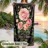 Roses Elegance 4 Theme Quick Dry Beach Towel Custom Name Text Print Large Sand Resistant Towel Beach Vacation