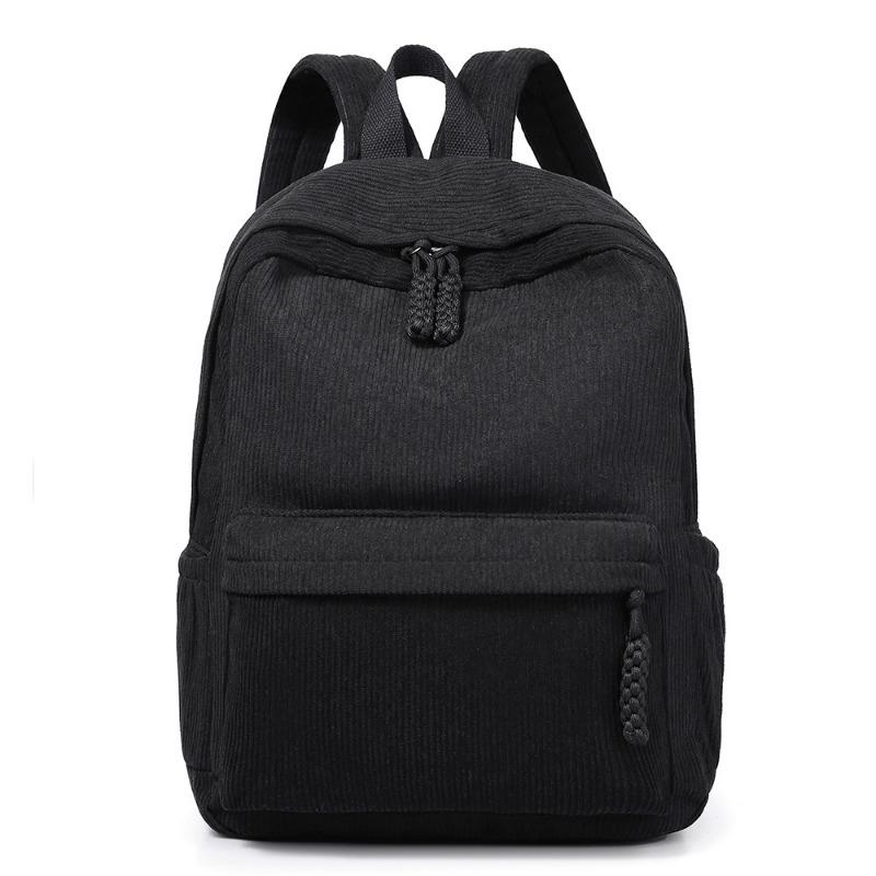 

Spring new corduroy small backpack women s new college student backpack casual versatile large-capacity travel чёрный