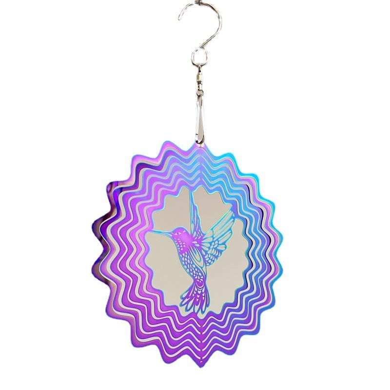 Hummingbird Wind Chime Colorful Rotating Metal Spinner for Garden Decor Outdoor Hanging Ornament Soothing Patio Windcatche
