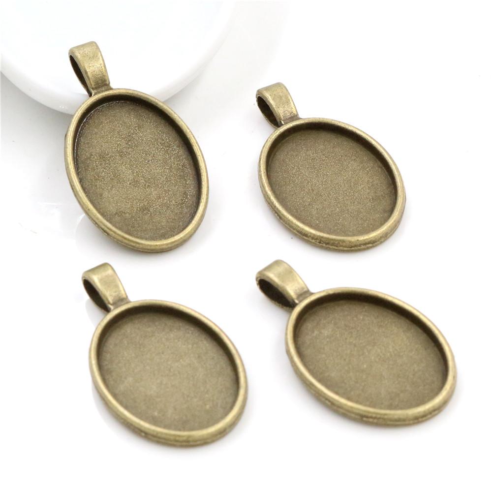 10 Stück 18x25mm Innenmaß Ovaler Anhänger Cabochon Leere Basis Fassung Fassungsschale DIY Halskette Schmuckherstellung Zubehör Fundstücke