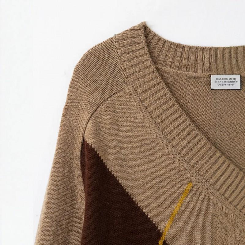 Womens Oversized Ribbed Knit Sweater With Geometric Soft Comfortable Long Sleeve Pullover Casual Wear
