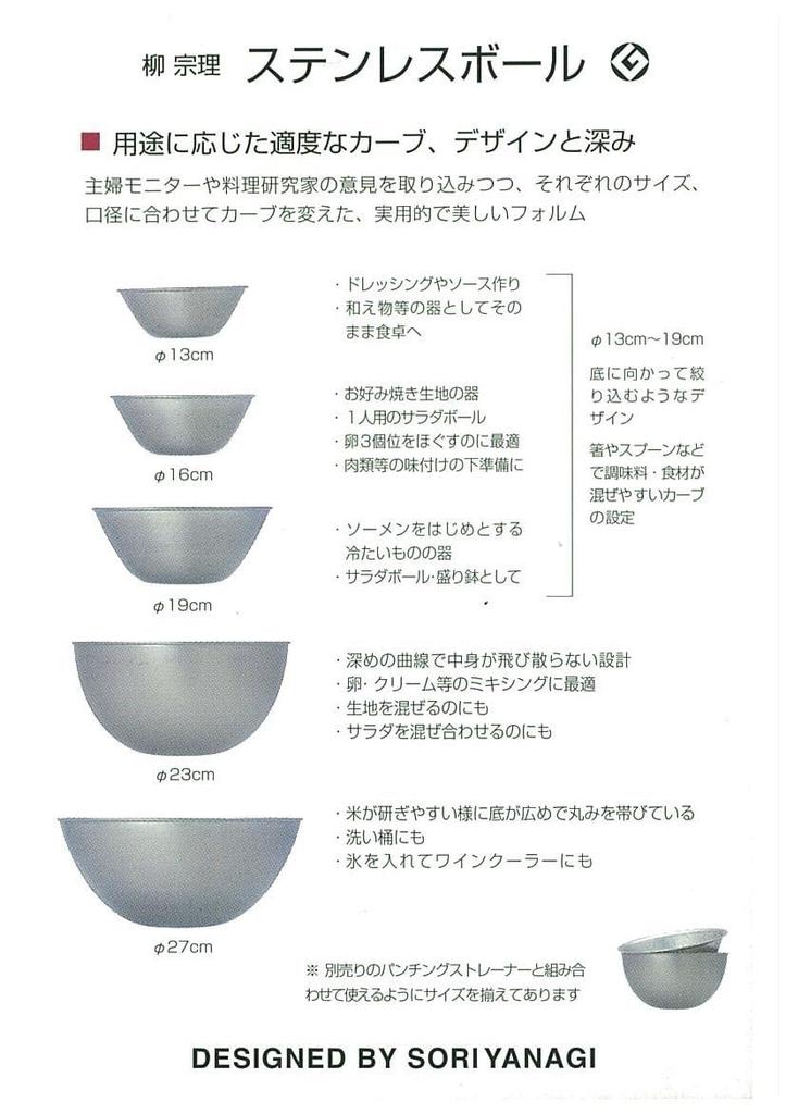 Sori Yanagi Stainless steel bowls designed based on the opinions of cooking experts and housewives Tsubame Sanjo Stainless steel bowls and 23 cm set