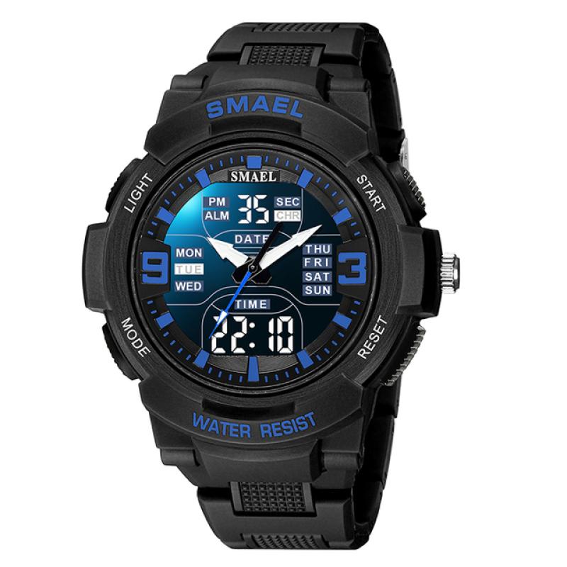 Herre Militærklokke Nye moteklokker Quartz Armbåndsur Herre 50m vanntett sportsklokke Digital Shock Army Watch