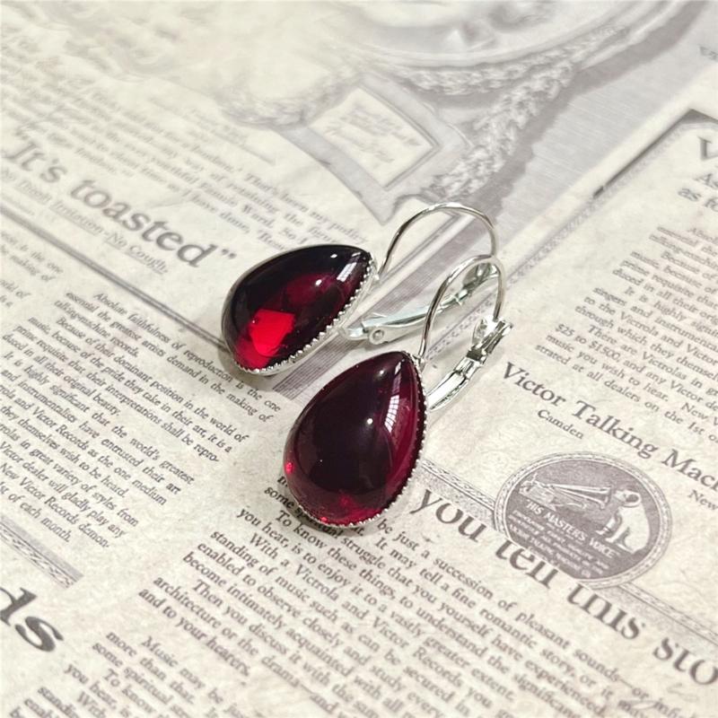 1 Pair Gothic Red Drop Earrings Vintage Punk Drop Earrings For Women Jewelry Birthday Anniversary Gift