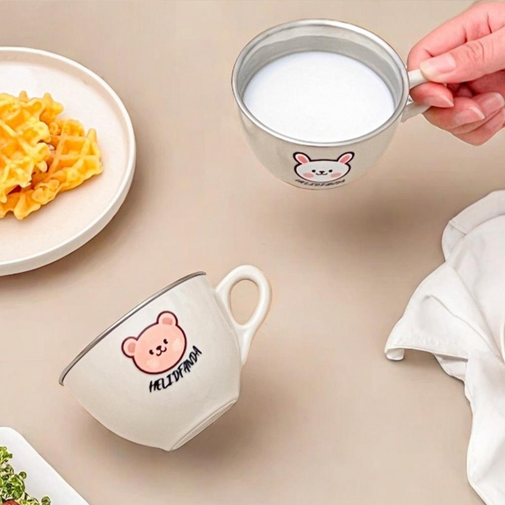 WORTHBUY 170ML Mini Water Cup Tumbler For Kids Students Removable 304 Stainless Steel Double Layer Milk Coffee Mug With Handle
