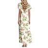 Women's Summer Casual V Neck Short Sleeve Maxi Dress with Floral Print Lightweight Relaxed Fit Flowy Design for Daily Wear