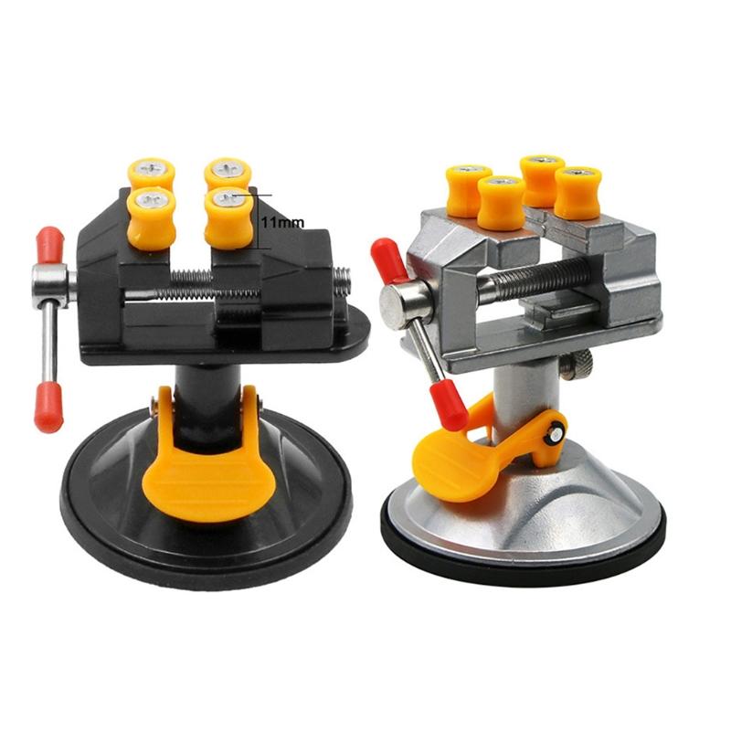 Mini Adjustable Fixed Electric Small Table Bench Vise 360 ° Rotatable Grinder Rotary Hand Drill Suction Cup Fixed Frame