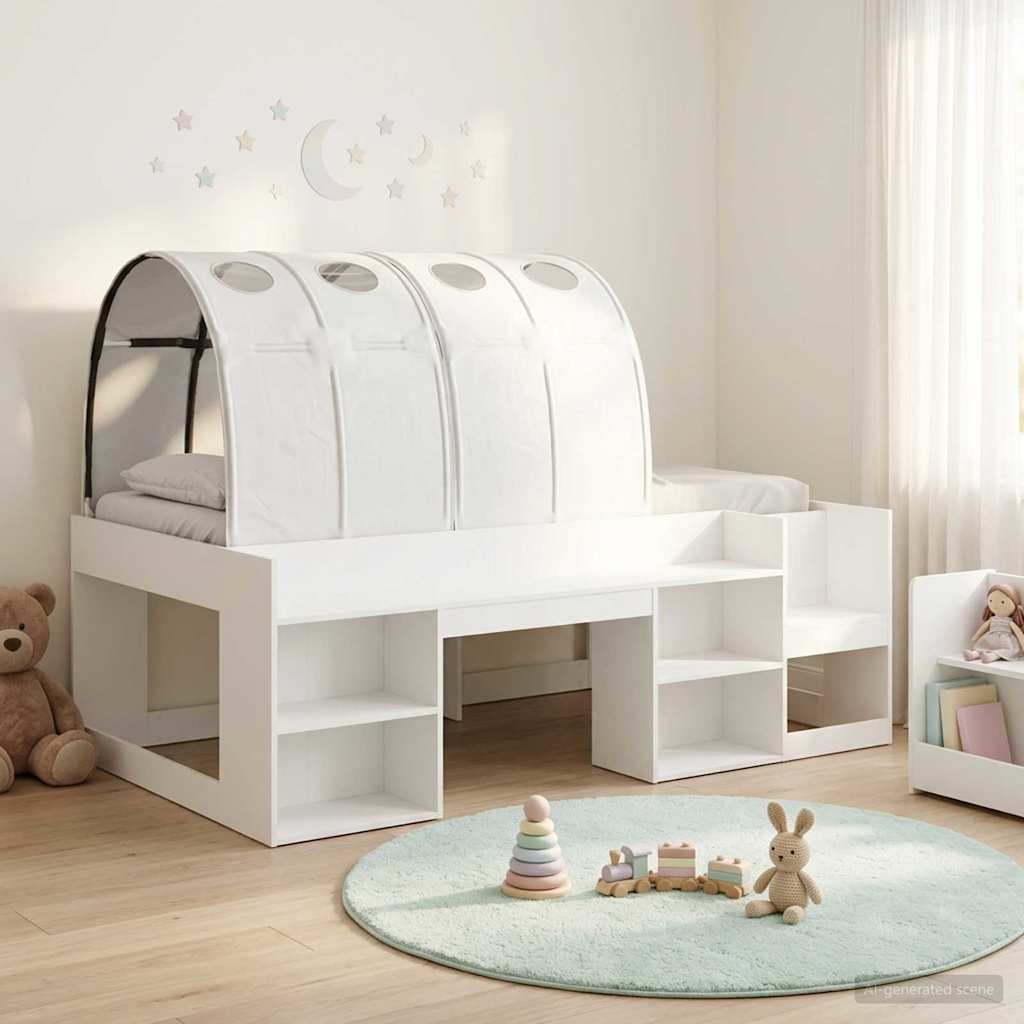 Children s Loft Bed with Storage 3 pcs White Wood Composite