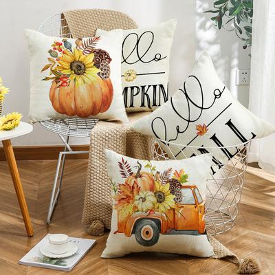 New Harvest Festival Autumn Cushion Pumpkin Vase Sunflower Home Cushion Pillow Cover