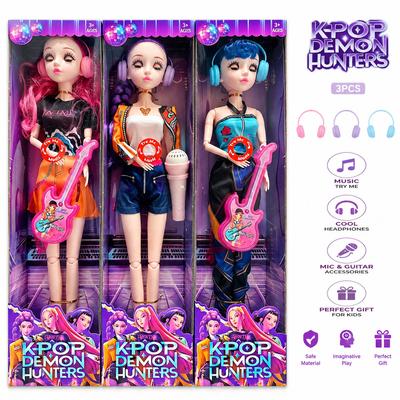 Music Style Fashion Dolls Set – K-P Trendy Girl Figures with Guitar & Mic – Cool Collectible Playset