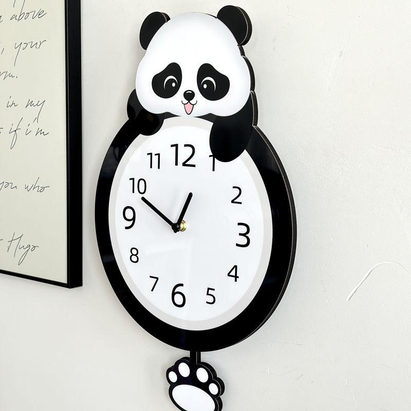 Panda Swing Wall Clock, A New Type of Simple, Creative and Silent Clock Decoration for Home Living Room Wall Mounting