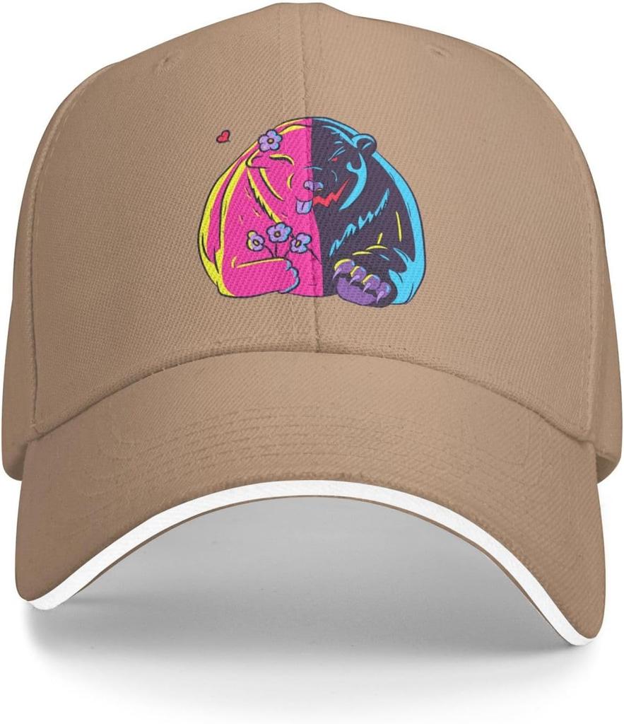 Bipolar Bear Split Design Baseball Cap Polyester Adjustable Outdoor Sports Visor Hat