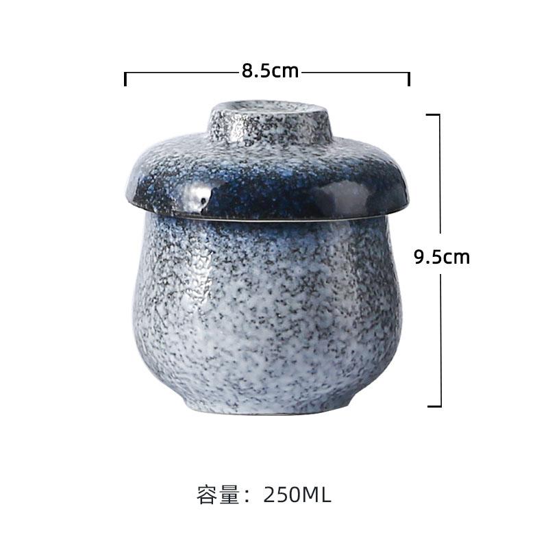 Retro Ceramic Bowl with Lid Restaurant Steamed Egg Bowl Dessert Bowl Soup Bowls Tea Bowls Molecular Food Specialty Tableware