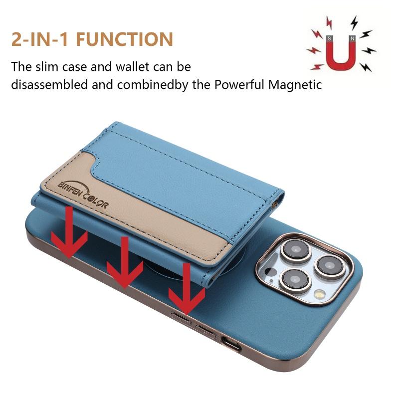 Odnímatelná 2v1 kožená peněženka Magnetický držák na karty Pouzdro na telefon Pro iPhone 16 Pro Max 15 Plus 14 13 12 11 XR 8 7 Převratné pouzdro