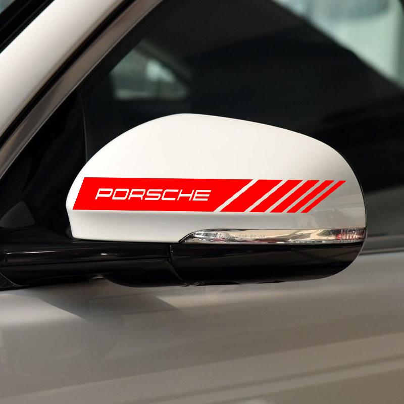 2Pcs Car Stripe Stickers Rearview Mirror Reflective Vinyl Decals Decoration For Porsche Cayenne Panamera Macan Boxster 911 Carrera-GT 944 918 917