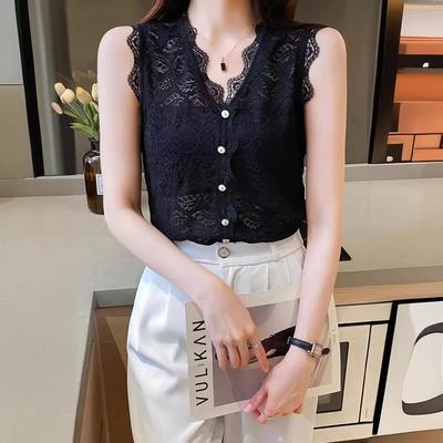 Lace Sleeveless Vest for Women In Summer Fashionable and Stylish V-neck Suit with Small Suspender Top Base Shirt