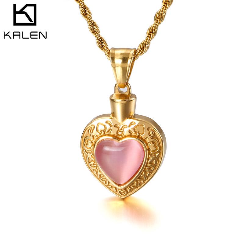 

Gold-Plated Stainless Steel Heart-Shaped Zircon Pendant Necklace for Men and Women
