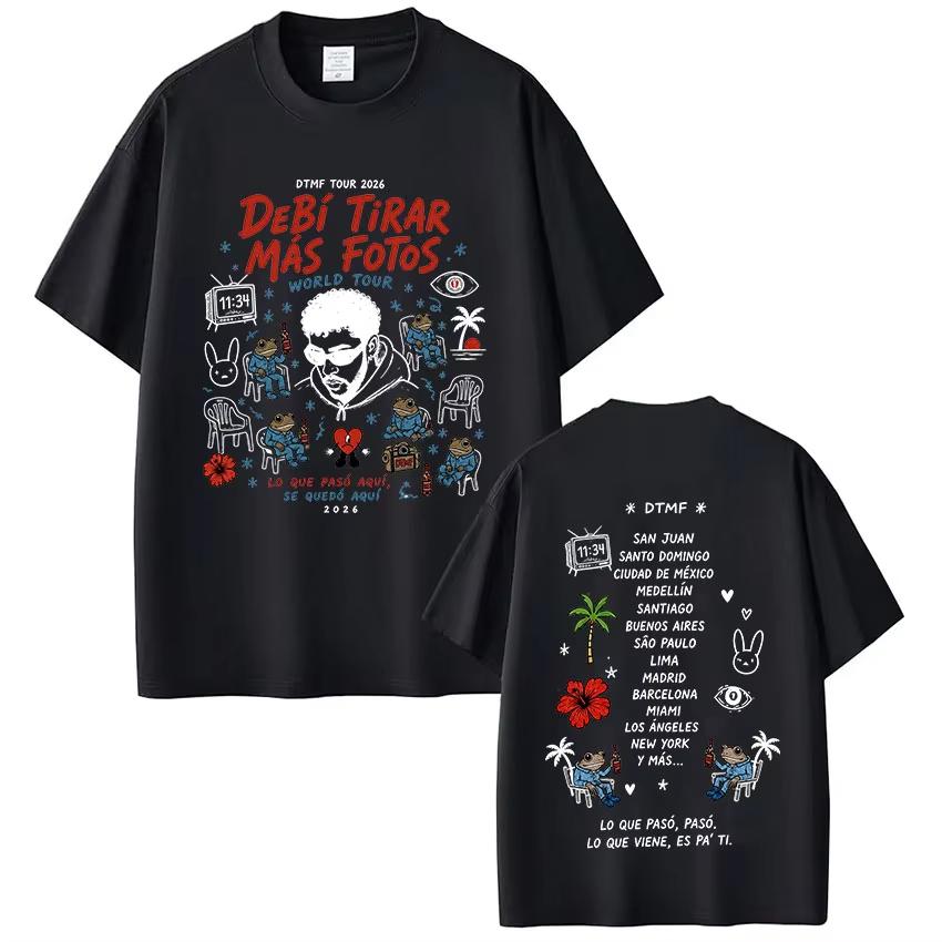 Rapper Bad Bunny Debi Tirar Mas Fotos DTMF T-shirt, Unisex Fashion Hip Hop Cotton Loose Top Streetwear Women And Men T-shirt