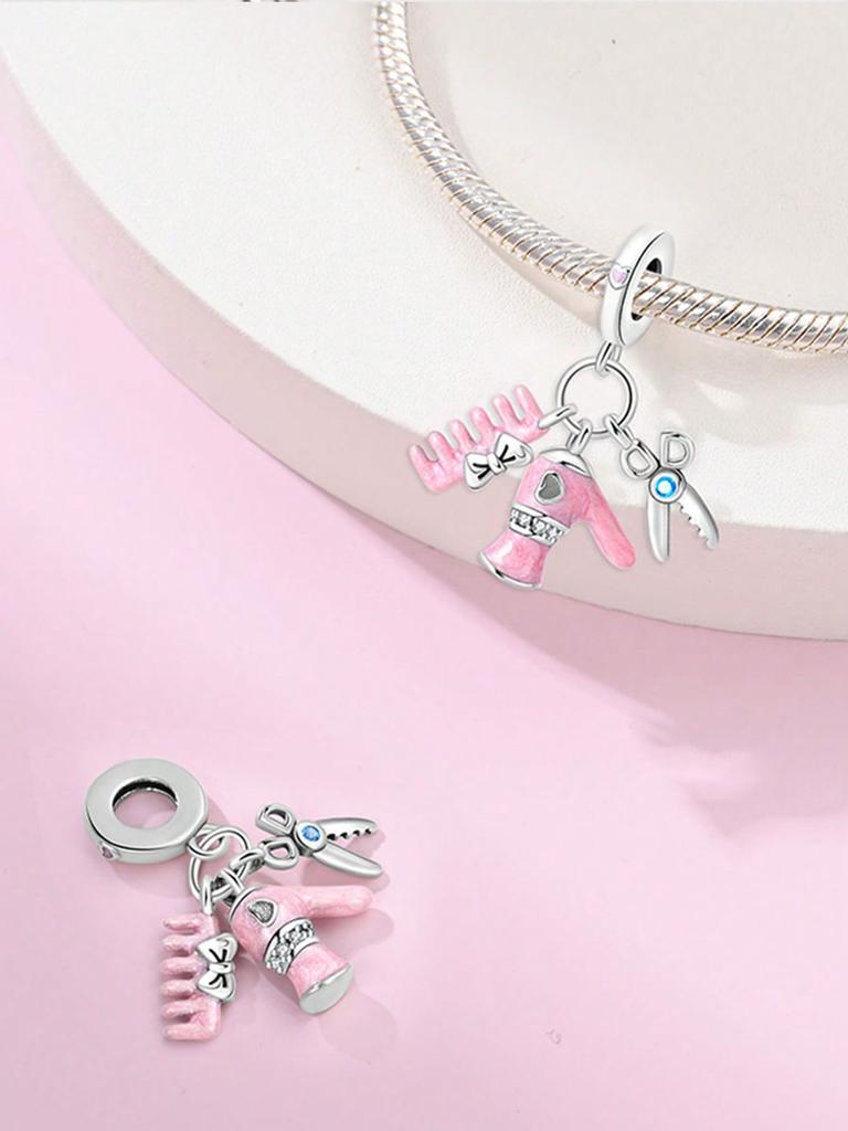 Pink High-Heeled Cat Claws Beads Charm Copper Plated Fit Charms Copperoriginal Bracelet For Jewelry Making Diy Charm