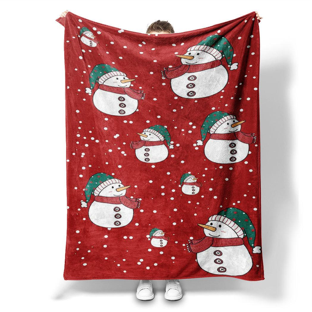 

Cartoon Christmas Snowman Printed Blanket for Sofa Travel Camping Living Room Office Conditioning Blanket for All Seasons Gifts 75x90cm