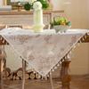 Luxe Tasseled & Jacquard Polyester Tablecloth - Rectangle Lace Dust Cover for Dining & Console Tables Home Decor