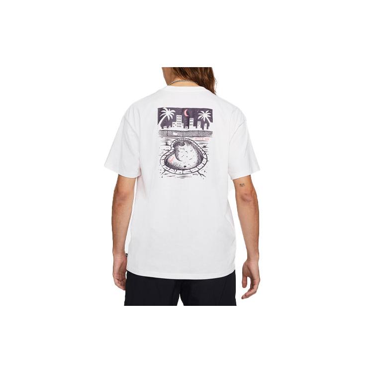 Nike T Shirts Men's White Crew Neck Moderate Straight Fit DD1305-100