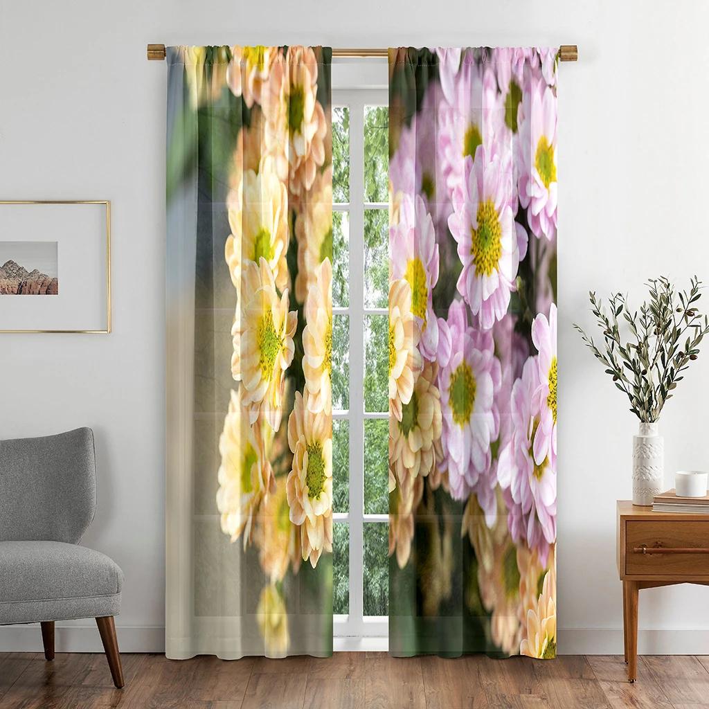 Daisy Flower Blackout Curtains for The Bedroom Window Fabric Curtain for Living Room Left and Right Biparting Open High Shading