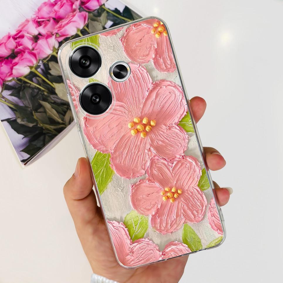 Flower Butterfly Women Fashion Back Cover For Xiaomi Redmi Turbo 3 Phone Funda Transparent Soft TPU Silicone Coque For Poco F6