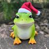 Christmas Santa Hat Frog Statue Indoor Outdoor Garden Frog Resin Figurine Sculpture Planter Pot Desktop Decoration Ornament