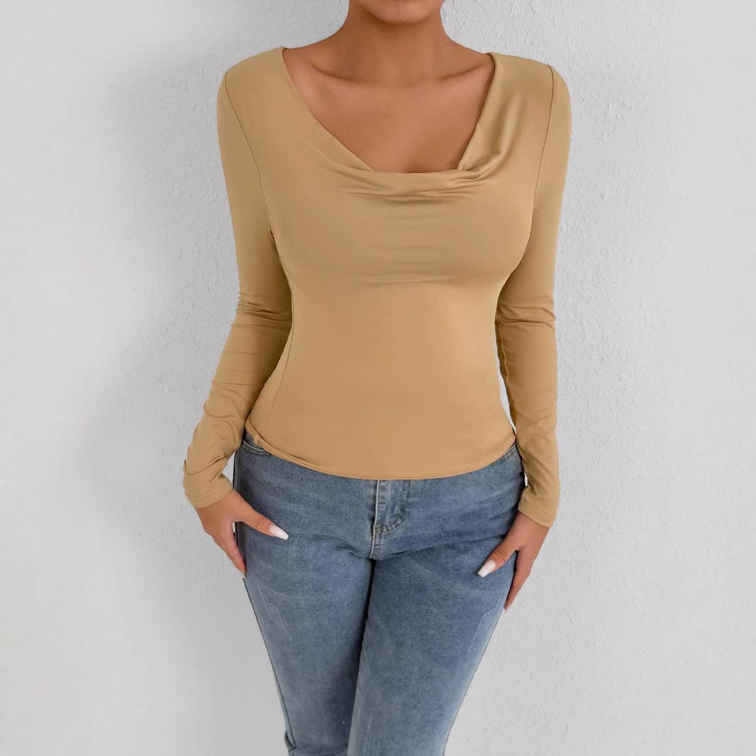 

2024 European & American Slim-Fit Long-Sleeve Women s Autumn/Winter Top XS хакі