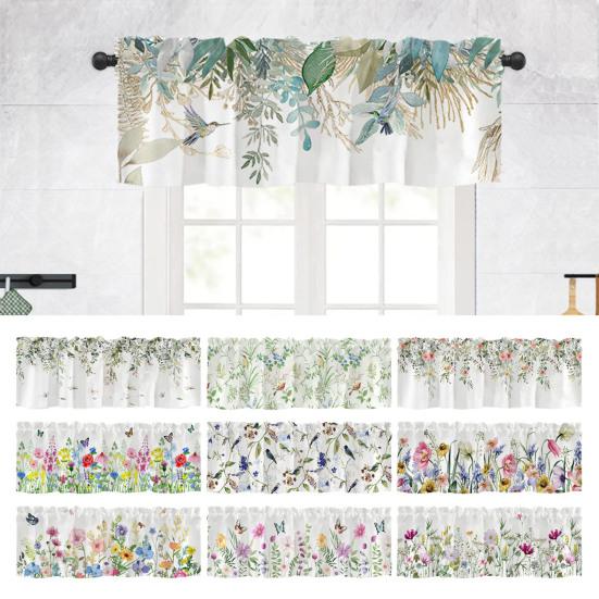 Bahar Çiçekli Perde Üstlüğü Yapraklar Çiçekler Pencere Üstlüğü Kısa Mutfak Perdesi Askı Yuvalı Perde Üstlüğü Banyo Yemek Odası İçin