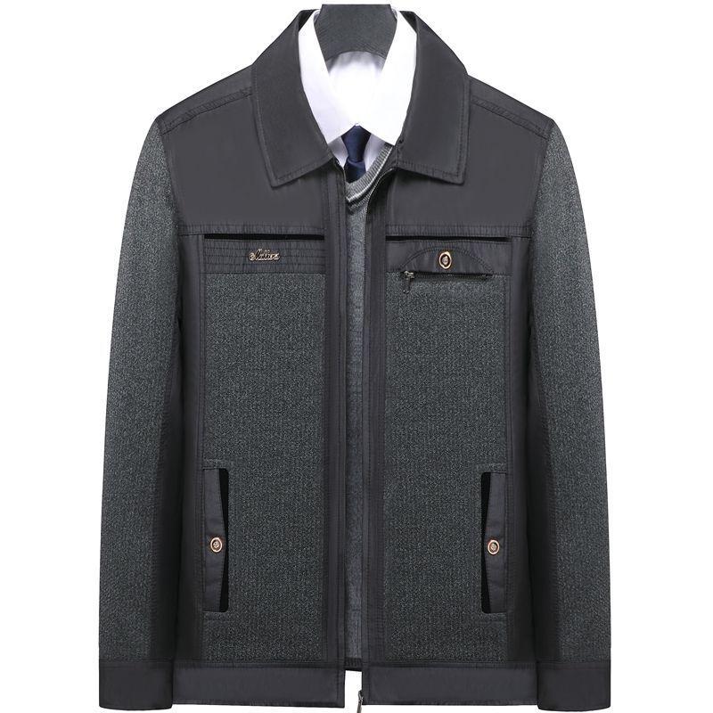 Men's Fleece-Lined Lapel Jacket, Thickened Autumn/Winter Coat for Middle-Aged and Older Men