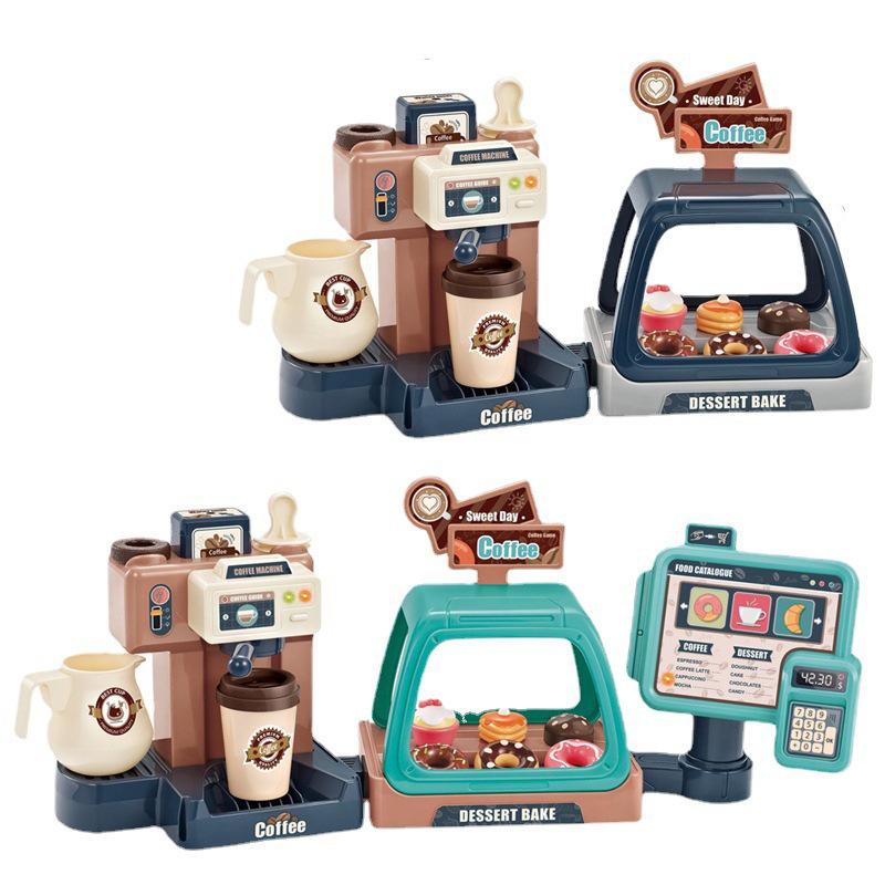Children's Toy Coffee Machine with Sound, Light, Water Dispensing & Candy Dessert Cash Register