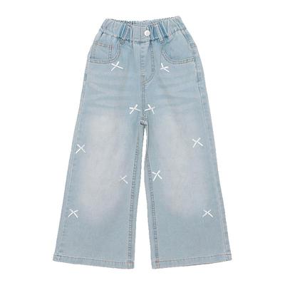 Fulomi Girls' Summer Sweet Bow Wide-Leg Jeans