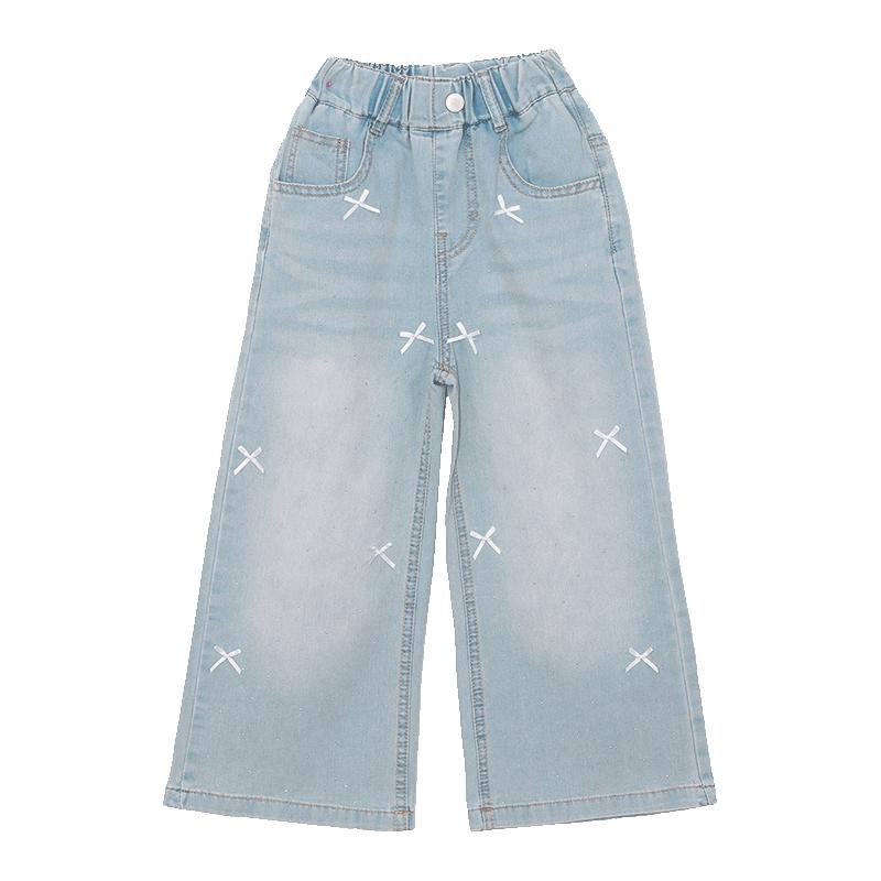 Fulomi Girls  Summer Sweet Bow Wide-Leg Jeans 130