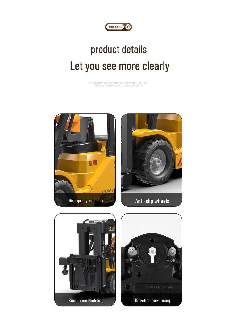 2.4G Remote Control Forklift Toy: 11-Channel Crane with Lights and Music for Kids