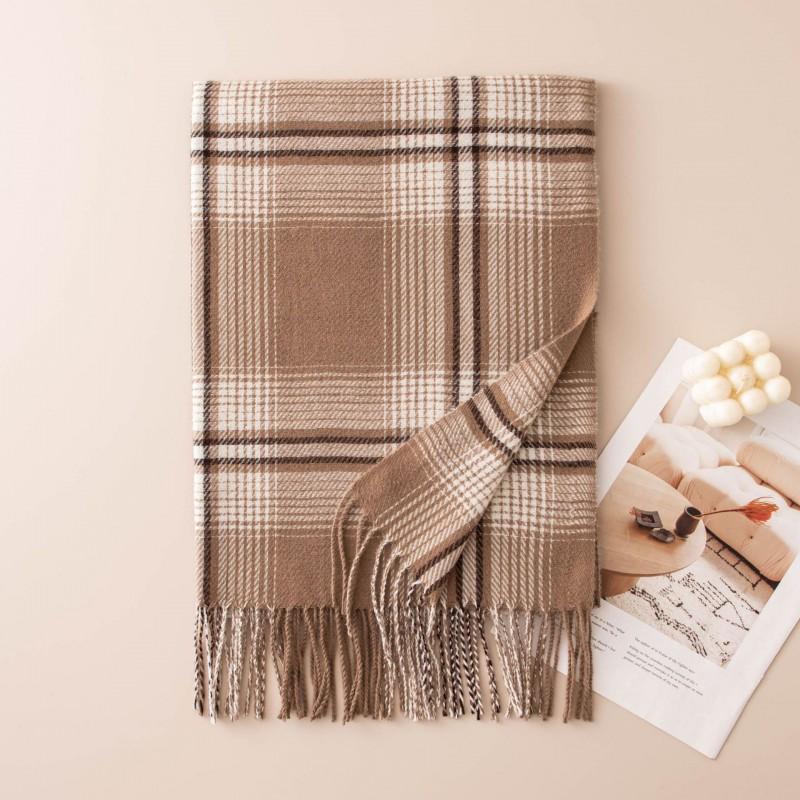Thick Warm Faux Cashmere Plaid Scarf Women Men Winter College Style Long Wrap Shawl Daily Commute
