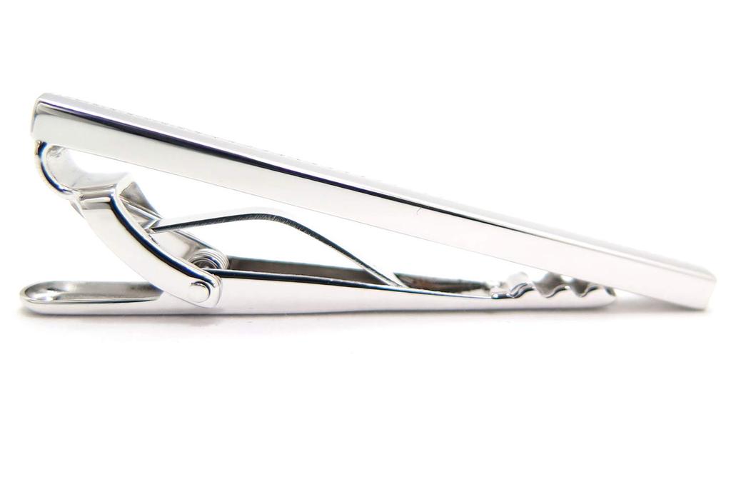 TATEOSSIAN Grid Long Tie Bar Tie Tie (Rhodium) (Tie Pin, Clip, Clip)
